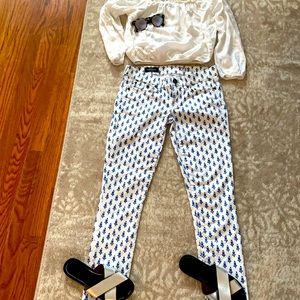 JCrew white patterned jeans